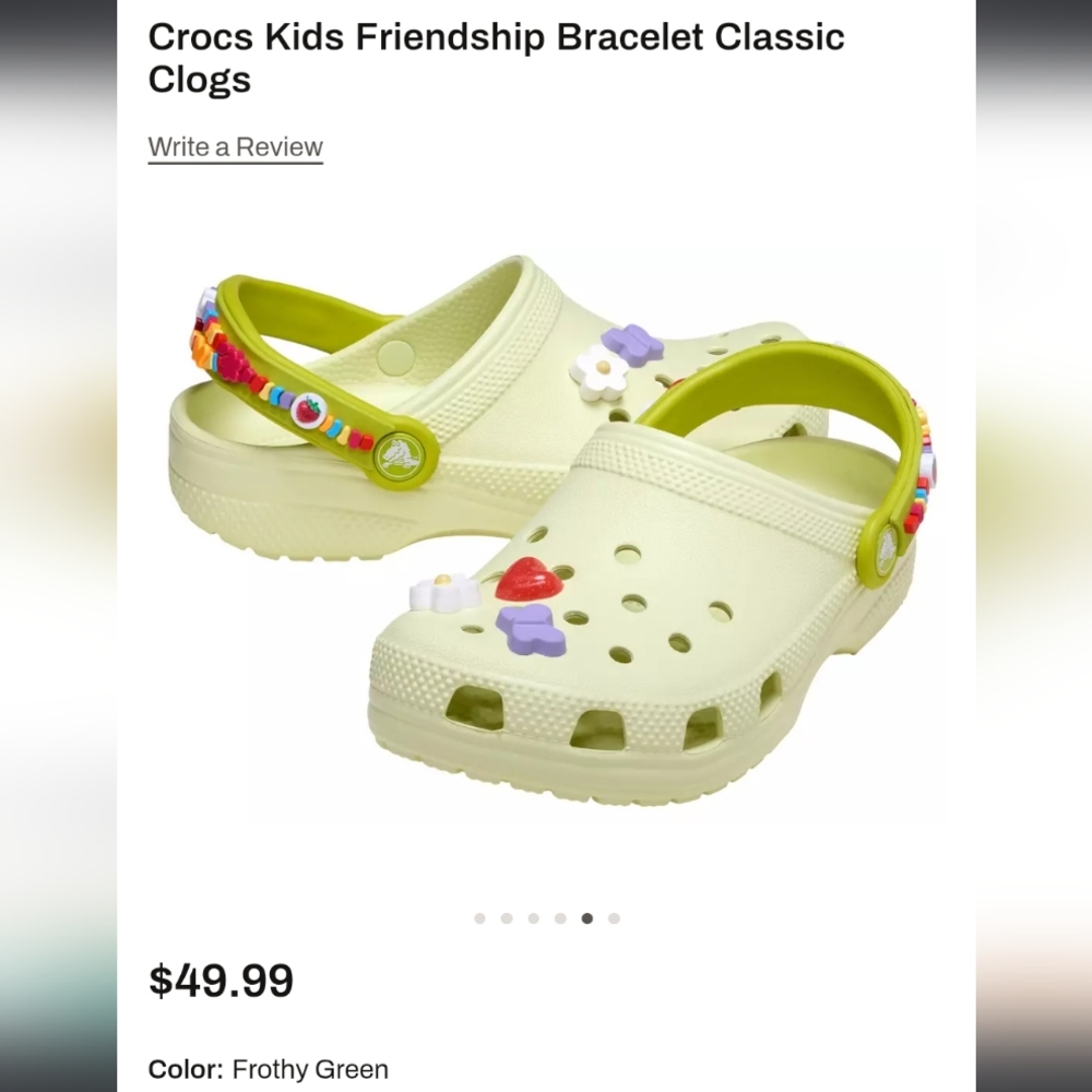 CROCS Kids Friendship Bracelet Clogs - Light Green